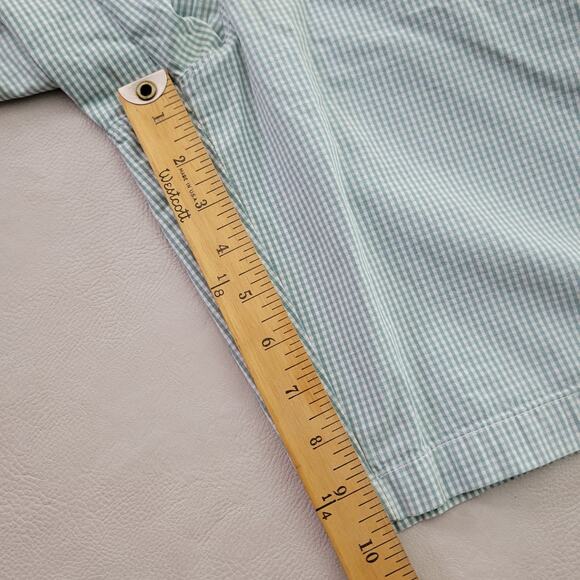 Columbia Check Shorts Mens 34W 10L Flat Front Chino Pockets Golf Green White - Picture 4 of 7